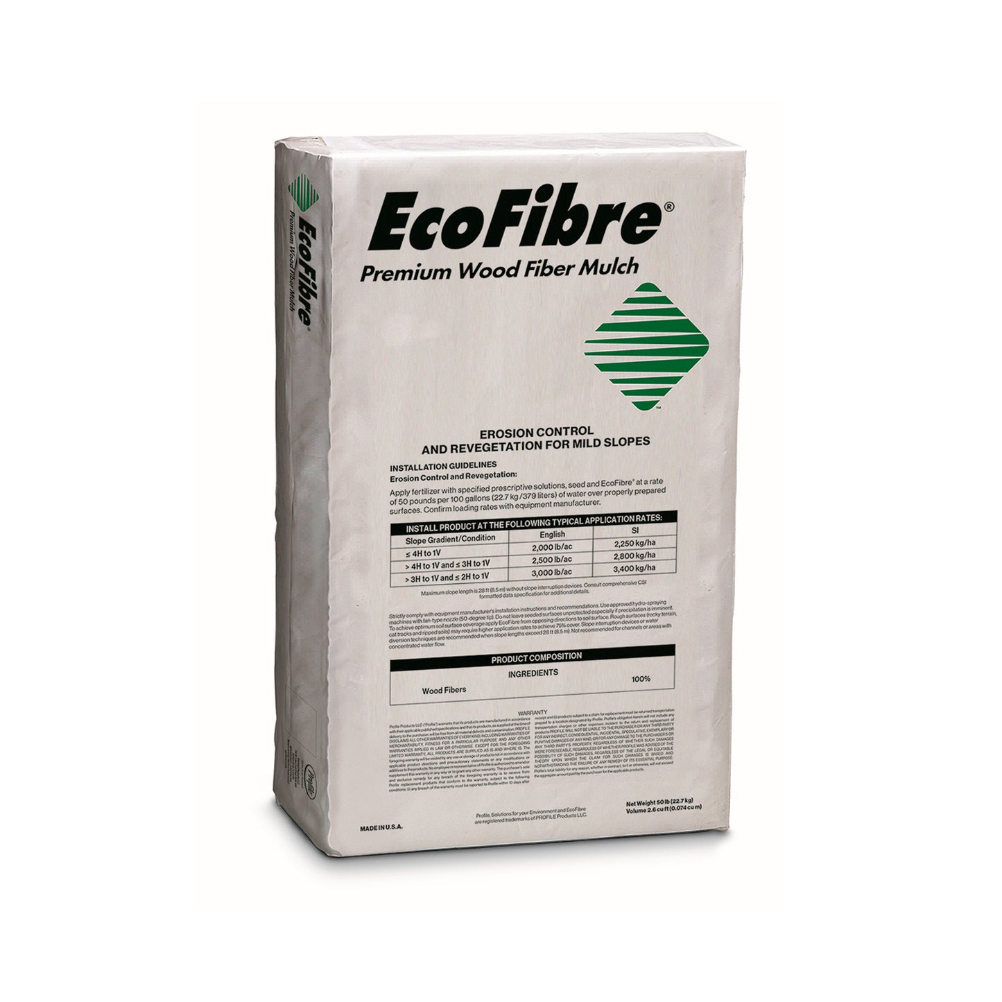 MULCH DE MADERA COLOR VERDE ECOFIBRA. BALAS 22.7 KG.